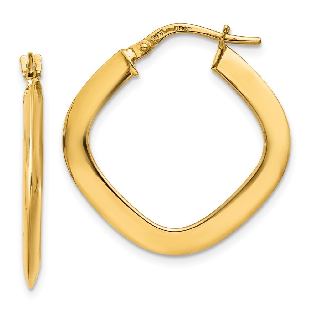 Million Charms 14k Yellow Gold Tapered Square Hoop Earrings 23 L x 25 mm W